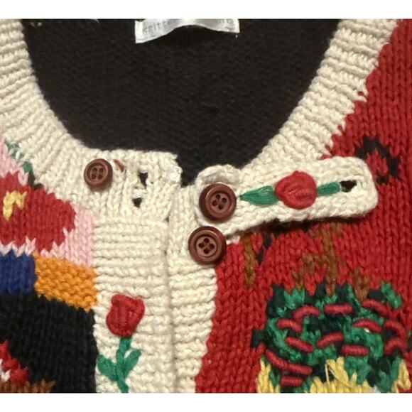 VTG Eagle Eye Americana Sweater Womens Large? Patriotic Flag Hand Knit Cardigan - Picture 10 of 11